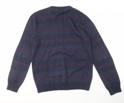 Fat Face Men's Blue Striped Wool Pullover Jumper M