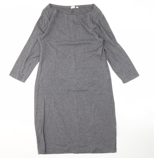 GAP Women's Grey Midi Sheath Dress, Size M, Long Sleeve
