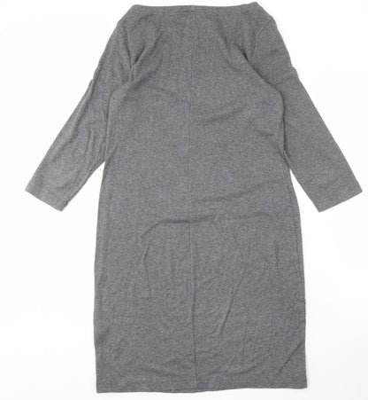GAP Women's Grey Midi Sheath Dress, Size M, Long Sleeve