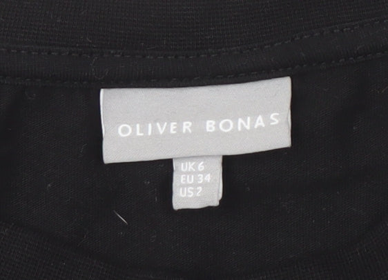 Womens UK Size 6 Oliver Bonas Black Basic T-Shirt