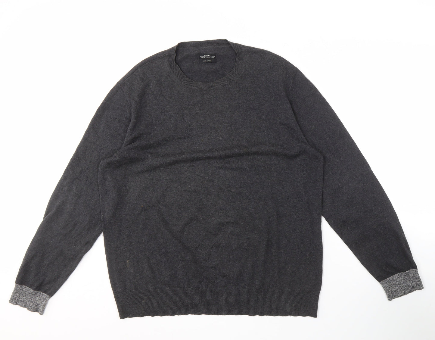 AllSaints Men's Black Crew Neck Pullover Jumper Size L