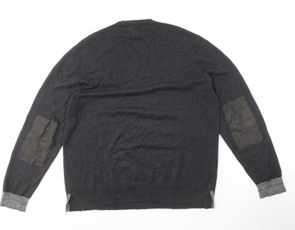 AllSaints Men's Black Crew Neck Pullover Jumper Size L