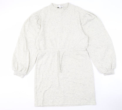 Topshop Women's Grey Jersey Dress with Balloon Sleeves