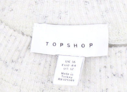 Topshop Women's Grey Jersey Dress with Balloon Sleeves