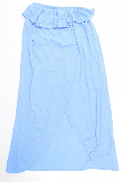 New Look Blue Women's Wrap Skirt, Size M, 100% Viscose