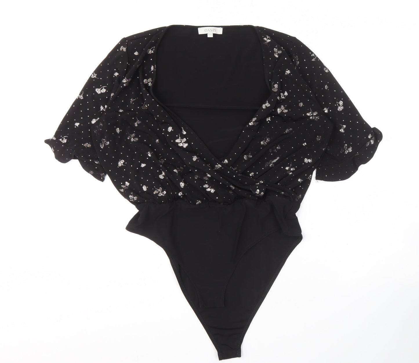 Womens UK Size L Oasis Black Wrap Blouse