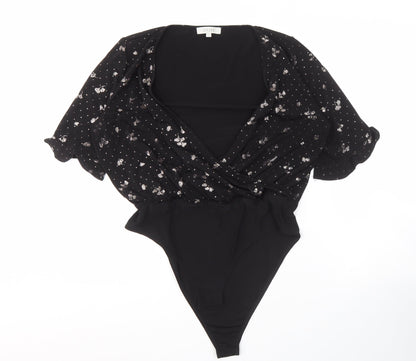 Womens UK Size L Oasis Black Wrap Blouse