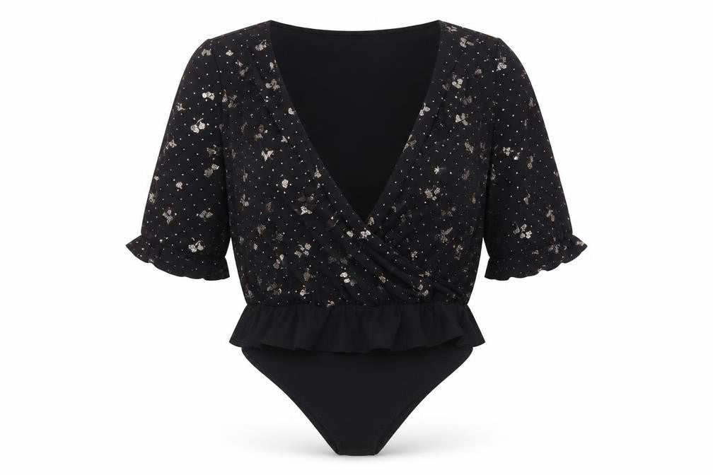 Womens UK Size L Oasis Black Wrap Blouse