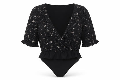 Womens UK Size L Oasis Black Wrap Blouse