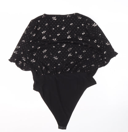Womens UK Size L Oasis Black Wrap Blouse
