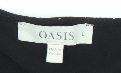 Womens UK Size L Oasis Black Wrap Blouse