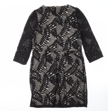Dorothy Perkins Black Sheath Dress, Size 14, Lace Detail