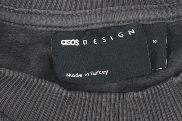 Mens UK Size S ASOS DESIGN Black Pullover Sweatshirt