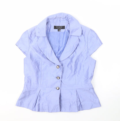 Signature Blue Suit Top, Women's 14, Lined, Short Sleeve