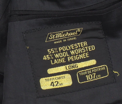 St Michael Men's Black Long Blazer Jacket 42