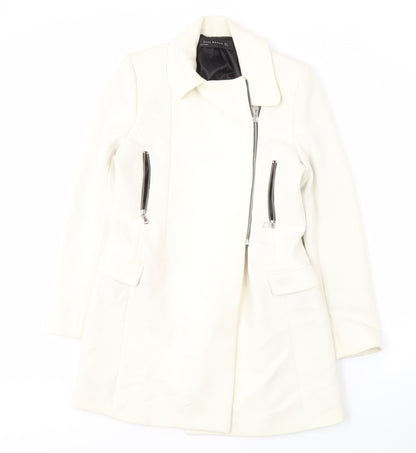 Womens UK Size S Zara Woman Ivory Motorcycle Jacket