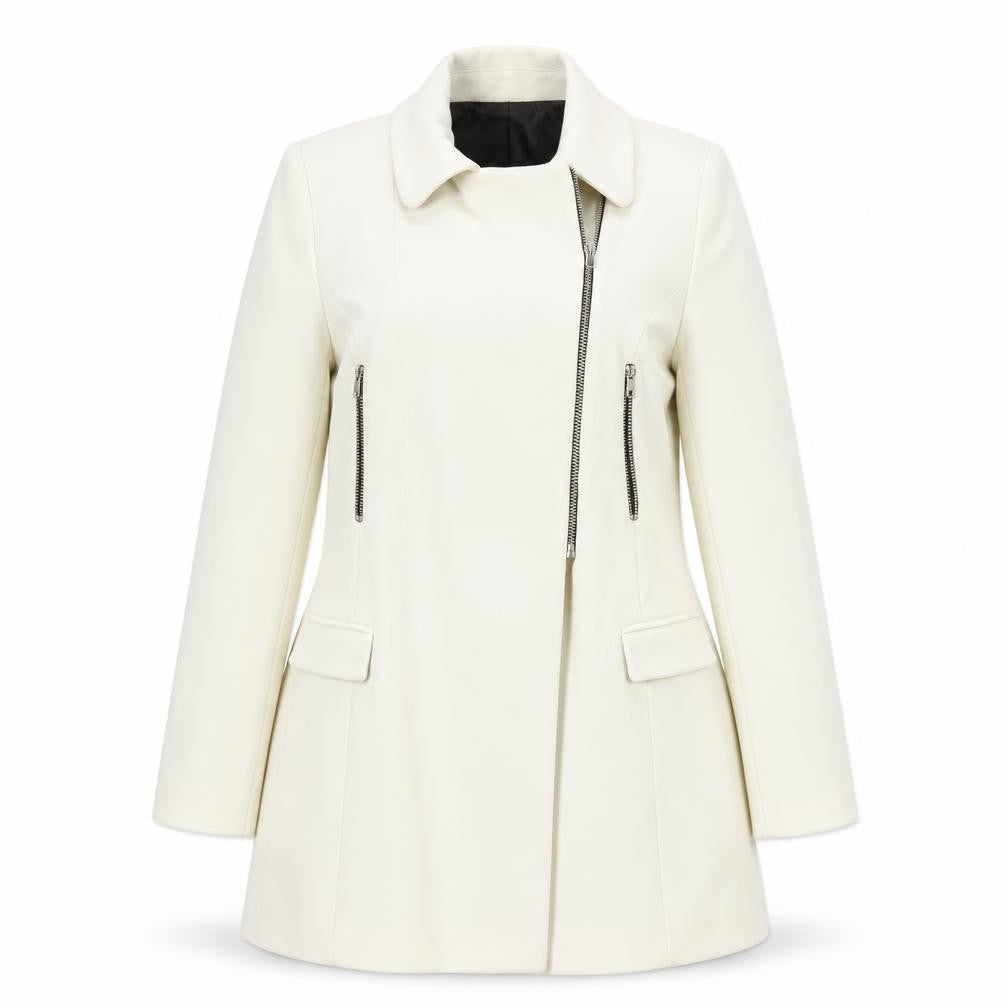 Womens UK Size S Zara Woman Ivory Motorcycle Jacket