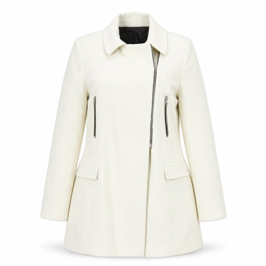 Womens UK Size S Zara Woman Ivory Motorcycle Jacket