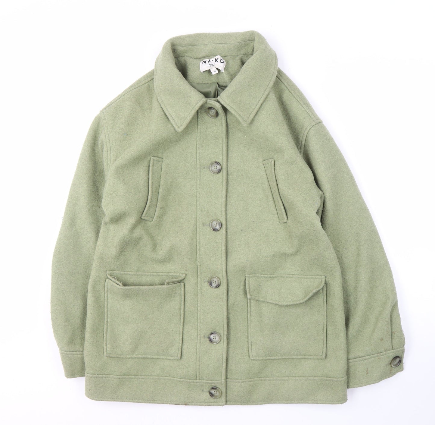 NA-KD Green Polyester Women's Mid-Length Jacket 10