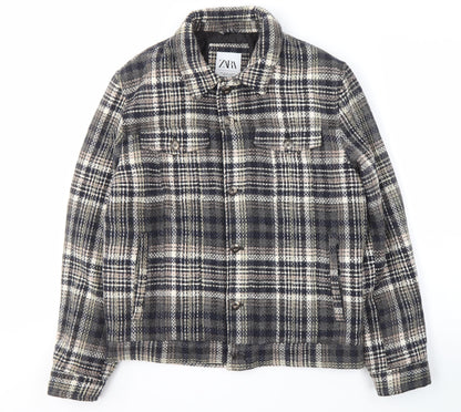 Zara Men's Multicoloured Check Bomber Jacket M