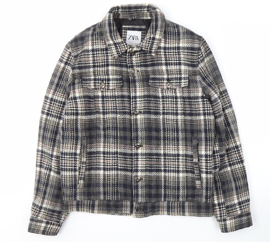 Zara Men's Multicoloured Check Bomber Jacket M