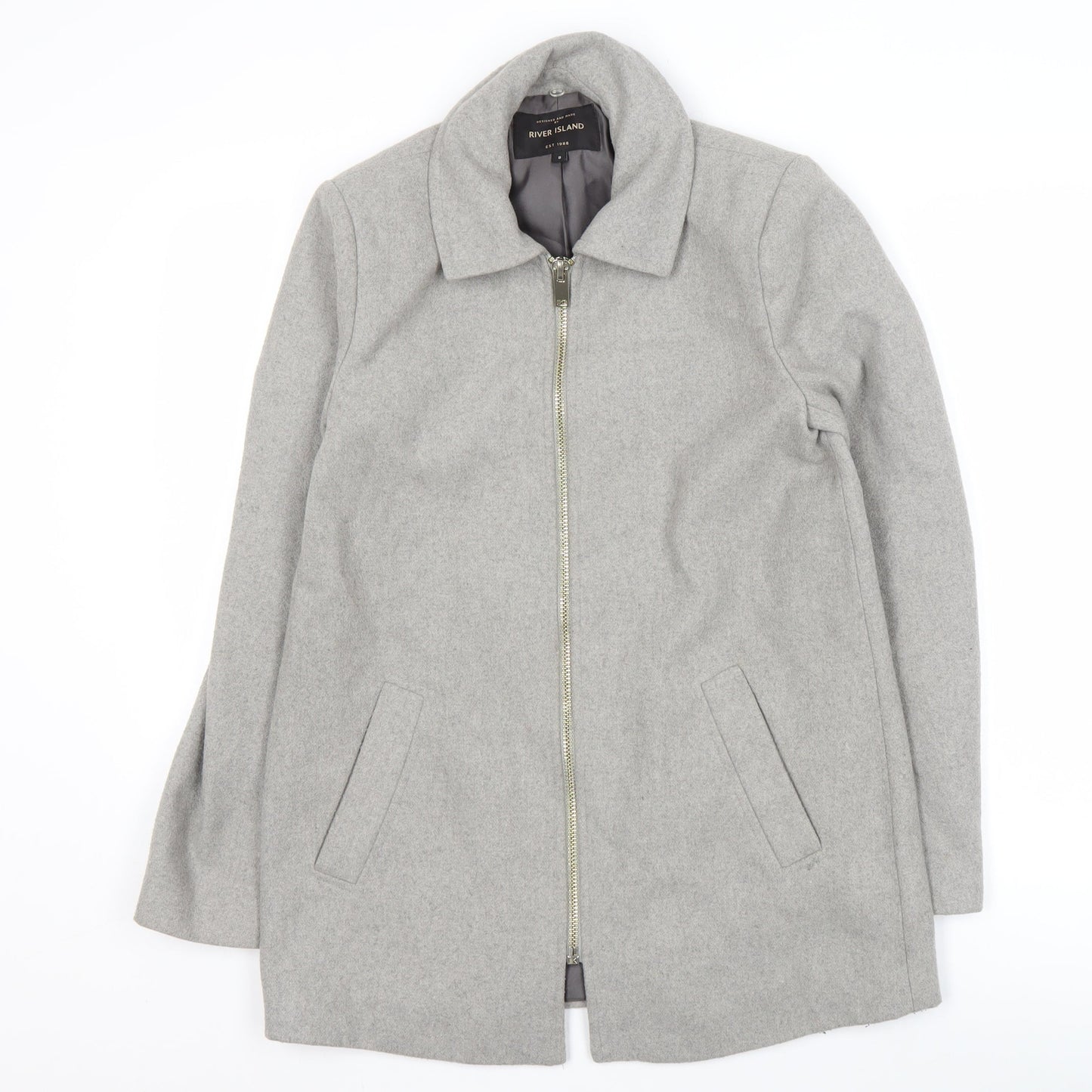 Womens UK Size 8 River Island Grey Basic Jacket