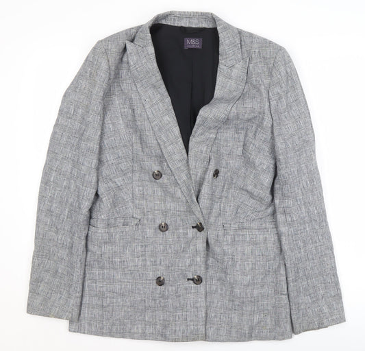 Marks and Spencer Women's Black Check Blazer, Size 36