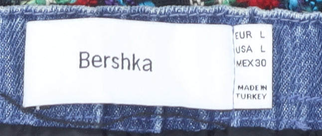 Bershka Women's Multicoloured Tweed Mini Skirt, Size L