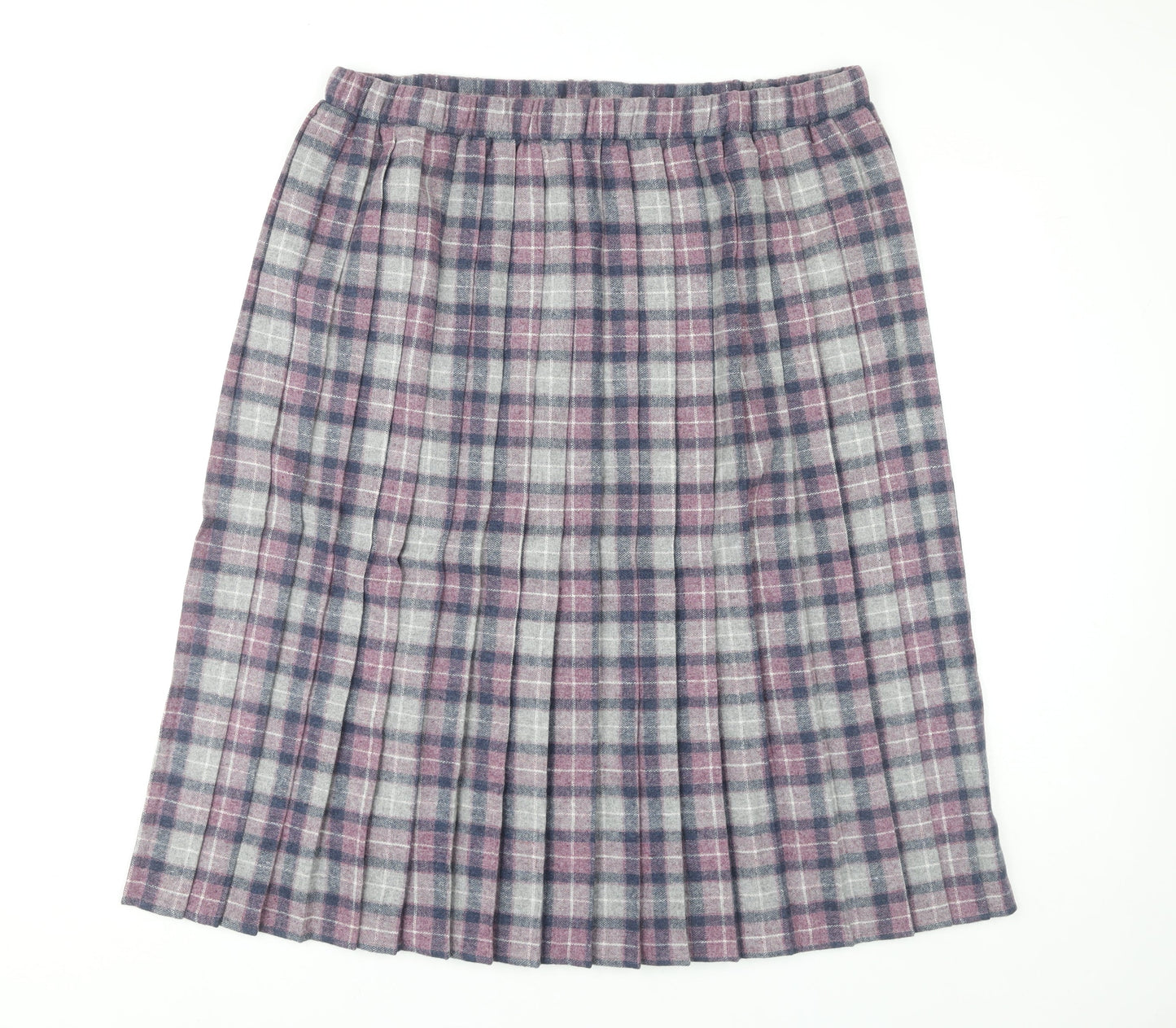 Damart Women's Multicoloured Checked Pleated Skirt Size 20