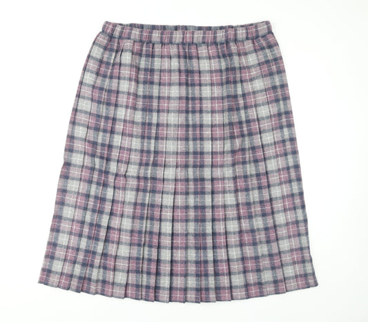 Damart Women's Multicoloured Checked Pleated Skirt Size 20