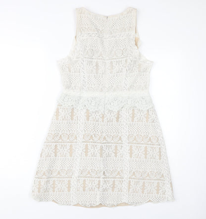 AllSaints Women's White Sheath Lace Dress Size 12
