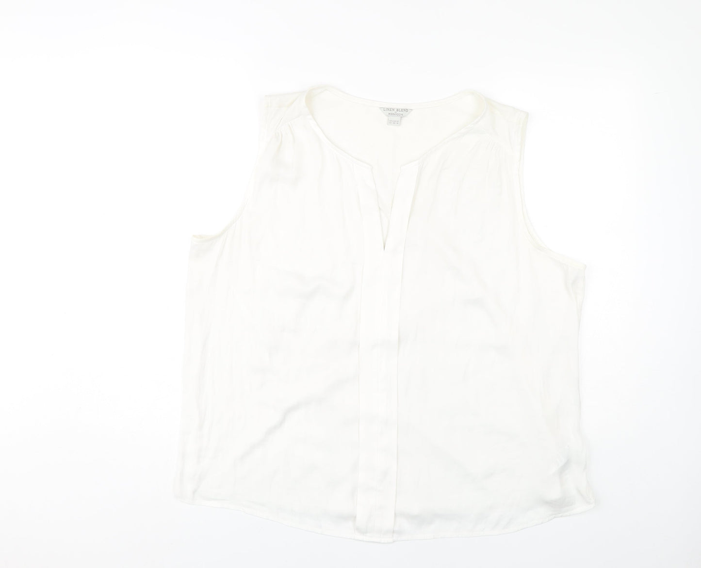 Monsoon White Linen Blend Women's Sleeveless Tank Top