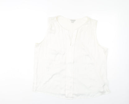 Monsoon White Linen Blend Women's Sleeveless Tank Top