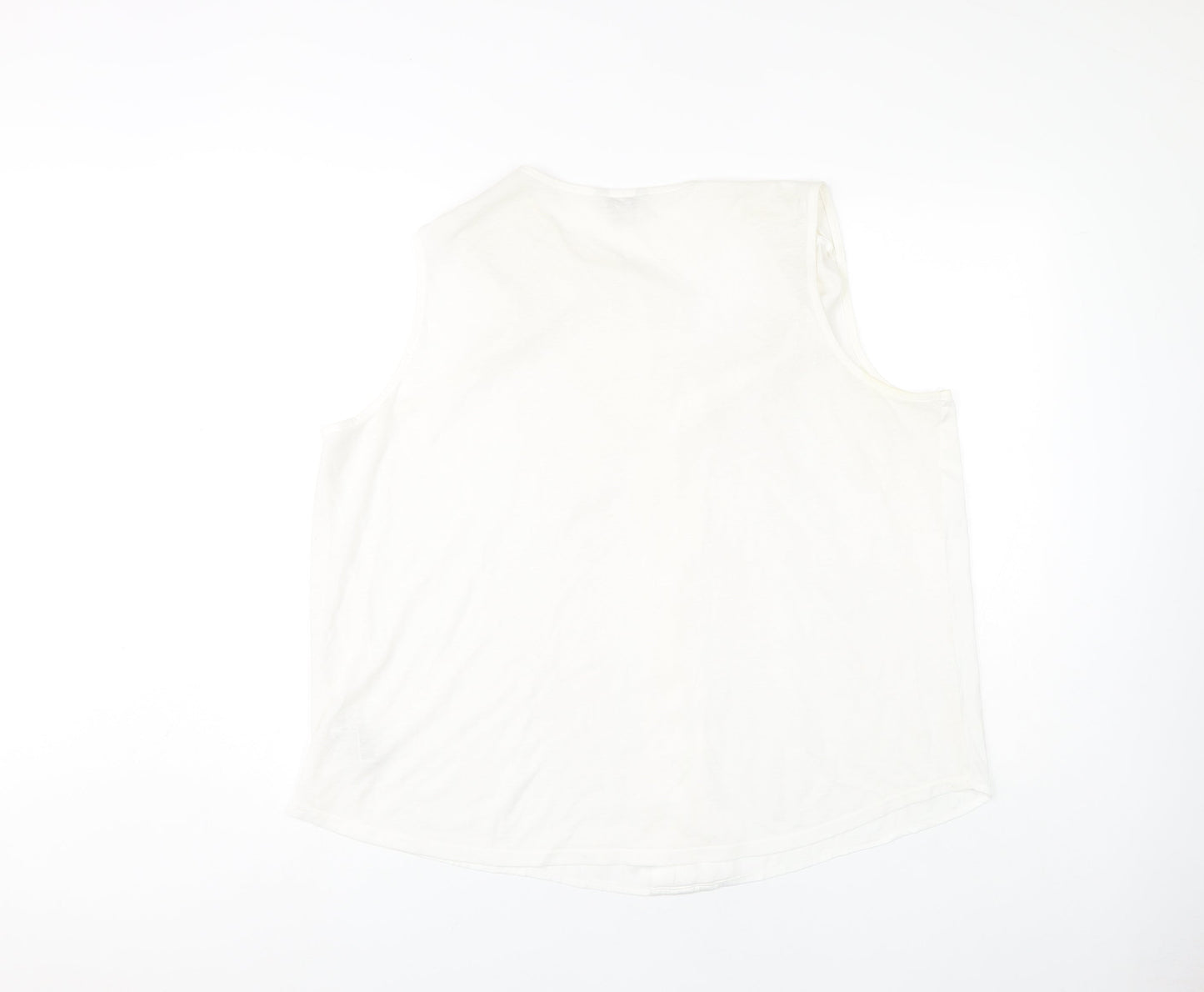 Monsoon White Linen Blend Women's Sleeveless Tank Top