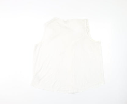Monsoon White Linen Blend Women's Sleeveless Tank Top