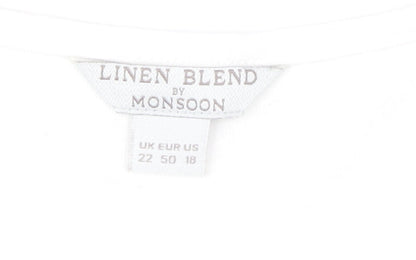 Monsoon White Linen Blend Women's Sleeveless Tank Top