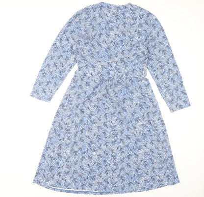 Lands' End Women's Blue Floral Midi Wrap Dress M