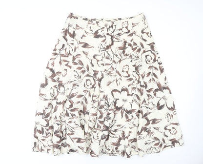 Marks and Spencer Women's Brown A-Line Floral Skirt