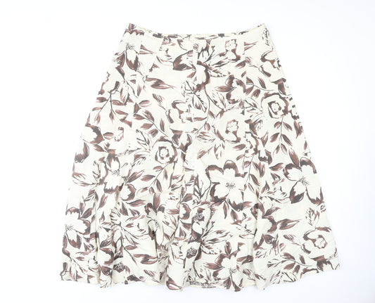 Marks and Spencer Women's Brown A-Line Floral Skirt
