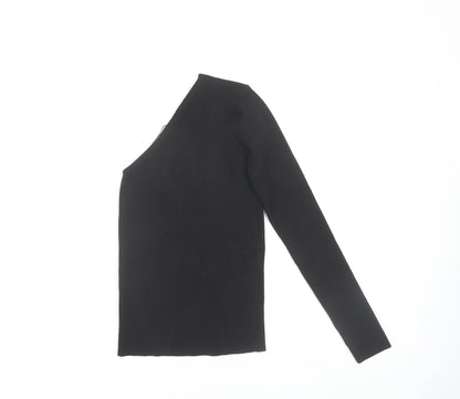 Womens UK Size 12 PRETTYLITTLETHING Black Basic Blouse