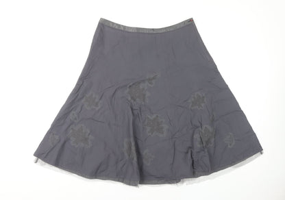 Next Women's Grey A-Line Floral Embroidered Skirt Size 12