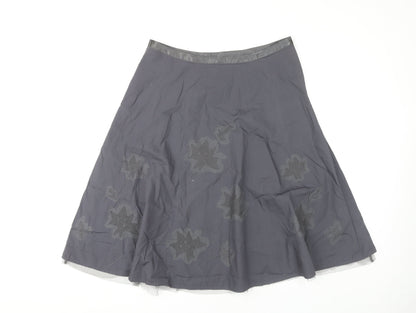 Next Women's Grey A-Line Floral Embroidered Skirt Size 12