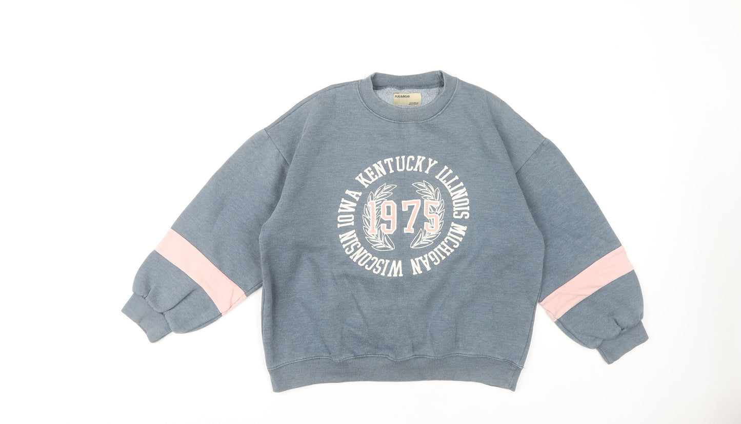 Womens UK Size XS Pull&Bear Blue Pullover Sweatshirt