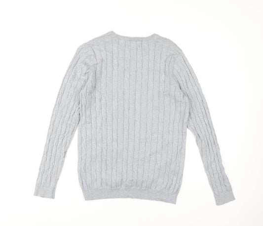 Blue Harbour Men's Grey Cable-Knit Pullover Jumper S