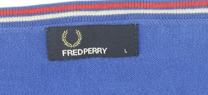 Fred Perry Men’s Blue V-Neck Pullover Jumper L