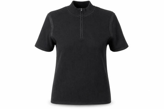 Front view of Mexx unisex black xl collared knit top casual zip