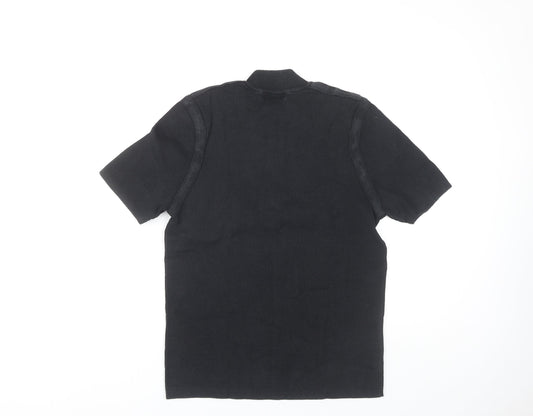 Mexx Unisex Black XL Collared Knit Top Casual Zip