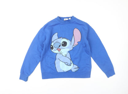 Womens UK Size 2XS Disney Blue Pullover Sweatshirt