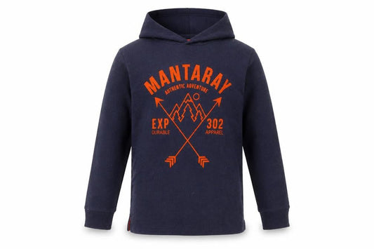Mantaray Boys Blue Pullover Hoodie, Size 11-12, Casual Logo
