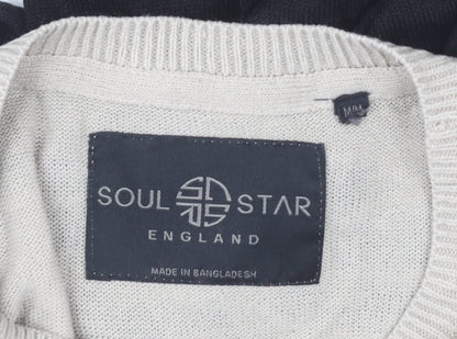 Soul Star Men's Black Beige M Pullover Jumper